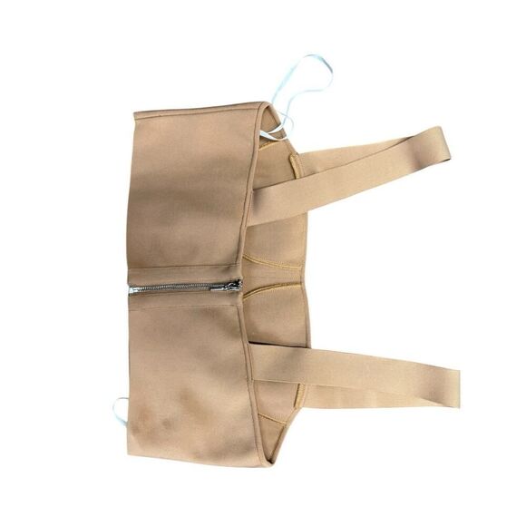 NWT HERVE LEGER structured beige bustier crop top Beige sz XL - Picture 5 of 10